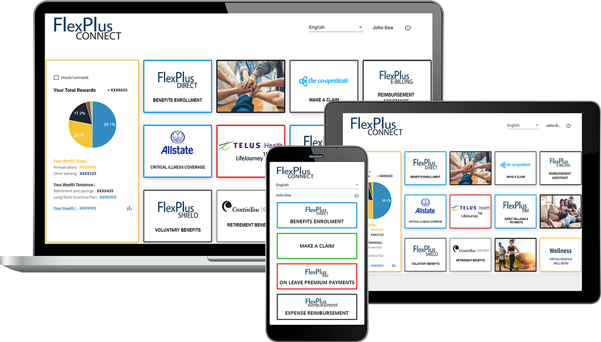 Image de la plateforme FlexPlus Connect sur différents appareils